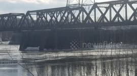 Captain JP and 3 other large vessels snap free on Hudson River