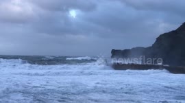 Arctic blast batters Cornish coast with winds and huge waves