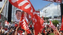 Salvadoran FMLN's supporters gather for electoral campaign ahead of presidential vote