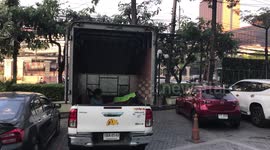 Baby cradle in the back of a truck