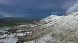 Snow Covered Mountain Peaks & Stormy Sky