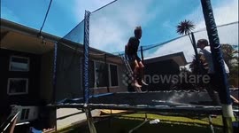 kid does insane trampoline trick