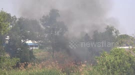 Wildfire spreads rages through a parched jungle area for over 3 hours destroying wildlife