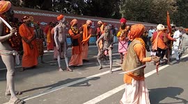 Kumbh Mela: Naked holy man plays with his penis and it looks very painful