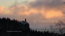 Wicked Cold Lake Superior at -25F (-32C) Air Temp, Pink Sea Smoke Rising, Timelapse