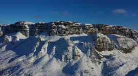 Beautiful Snow Covered Mountain - Drone Footage