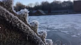 Pretty winter scene as Yorkshire lake freezes in sub-zero temperatures
