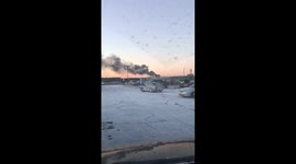 Man parking car films fire at Newark airport