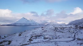 Drone camera captures fresh snow on the scenic Isle of Skye