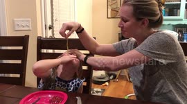 Eat your Veggies!  Trying to get our daughter to eat her green beans
