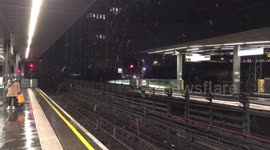 Snow falls in Stratford east London