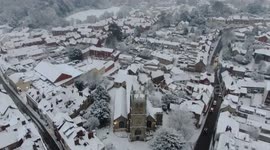 Stunning drone footage shows Gloucestershire blanketed in snow