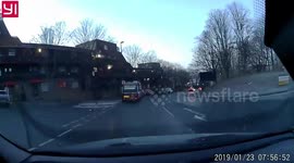 Roadcam dashcam van driver near miss crash