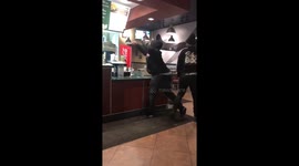 Fight breaks out in fast food restaurant after man was allegedly fired from job