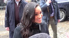 Prince Harry and Meghan Markle meet Bristol well-wishers in the snow