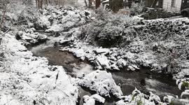 Mountain river looks beautiful in the snow