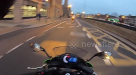 Couple nearly run in front of biker in Dublin