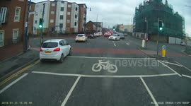 Lorry crashes into car at Junction dash cam