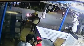 CCTV captured a policeman hitting a biker in Thiruvallur district in Tamil Nadu