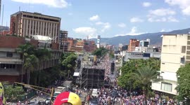View from behind the stage on the march in support of Juan Guaido