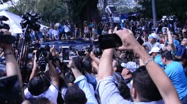 Nayib Bukele goes to vote during the presidential elections in El Salvador