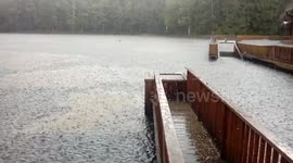 Hail on Lake Tivoli Sovata