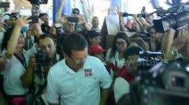 Candidate Hugo Martinez for the FMLN presidency issues his vote