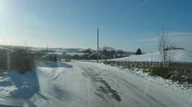 Driving Along Winter Roads In N. Ireland