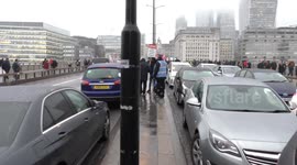 Minicabs protest on London Bridge, UK