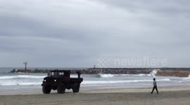 Sailboat Capsizes into Oceanside North Jetty  Part 1