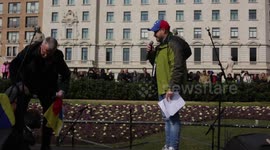 Josep Bou, mayoral candidate in Barcelona speaking at the Venezuelan protest in Barcelona on February 2, 2019,