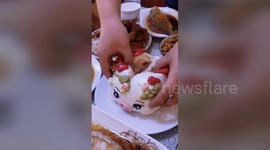 This steamed piggy bun has a fun surprise filling