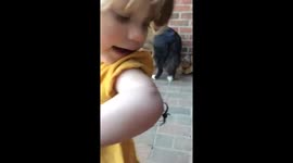 Fearless toddler lets big spider crawl all over her