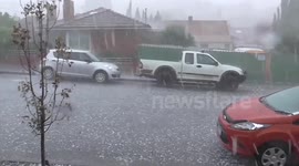 Huge hail stones pelt Hobart in Tasmania