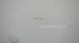 British Airways aborts landing in very high winds at Leeds Bradford Airport.