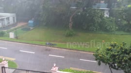 Heavy rain hits Singapore