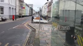 Homeless man heads for the sea with makeshift boat in Plymouth, UK
