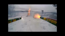 Firework-launching drone lights bonfire