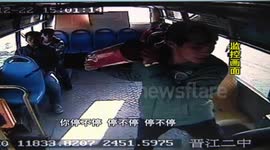 Man smashes bus with fire extinguisher after missing stop in China