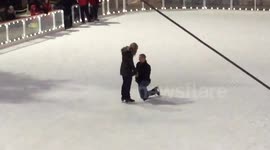 Marriage proposal on ice in New York City