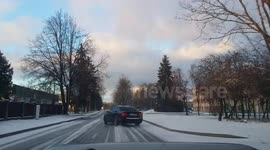 Car drifting on icy road