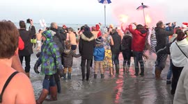 Freezing bath on New Year's Day in France