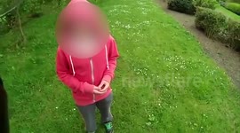 Motorcyclist schools child over rock throwing
