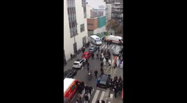 Emergency services responding to Paris attack seen from rooftop