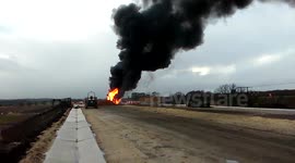 M18 lorry 'chemical' fire near Doncaster