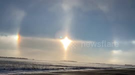 Breathtaking footage shows upside-down rainbow above sundog in Minnesota