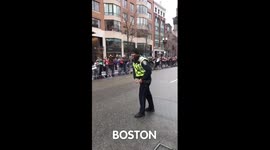 Boston cops joins Patriots Parade after winning the Super Bowl