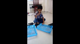 Kid doing household project
