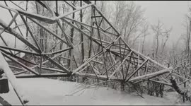 Transmission Tower collapse amid heavy snowfall in Bandipora J&K India.