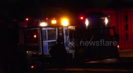 Jurupa Valley Vehicle Shears Hydrant and Crashes Through Gate Landing in Business Property, Three Injured with One Critical